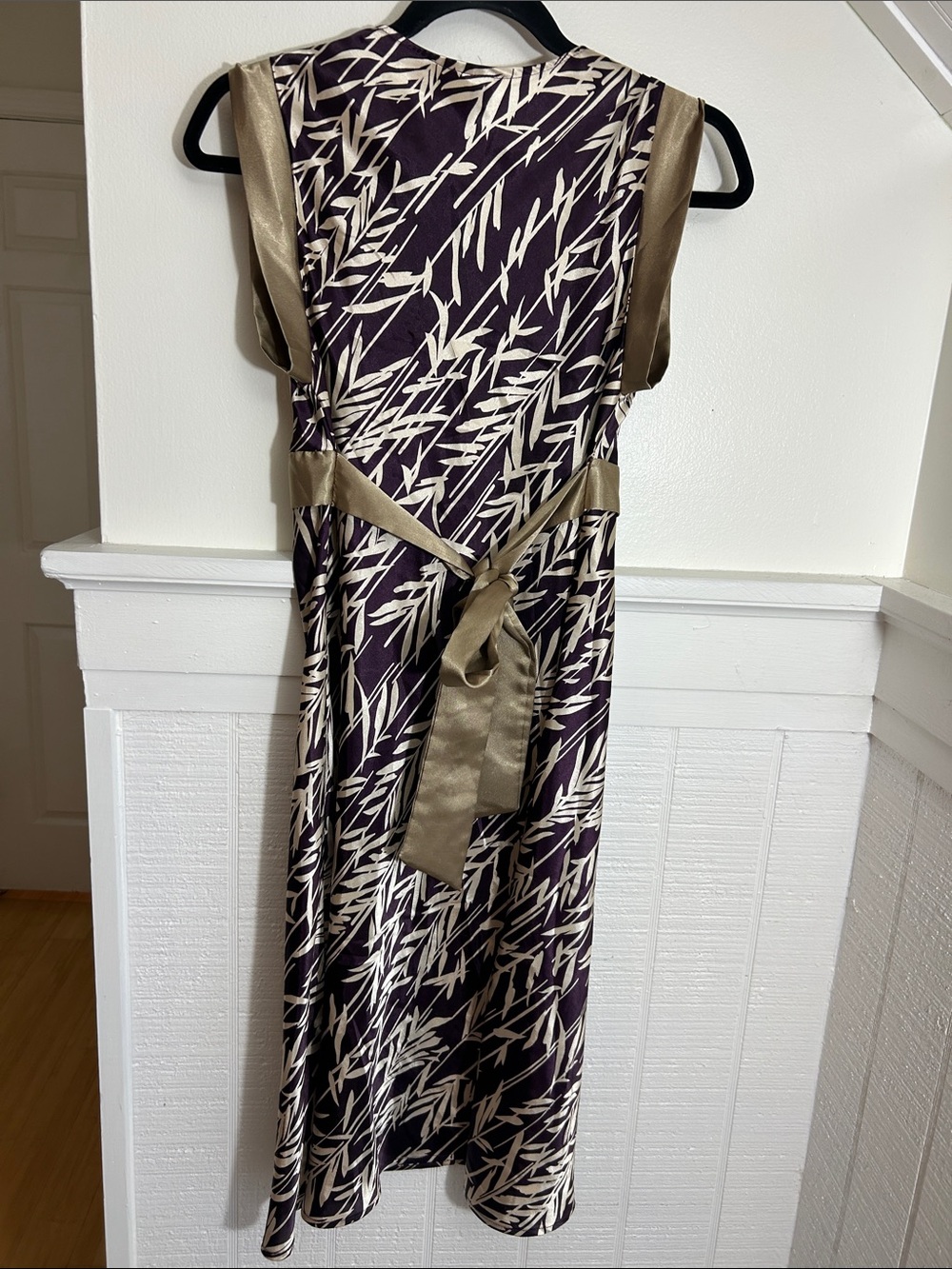 Lush Y2K Gold and Purple Satin Tie Back Dress size Medium AOP All over print - Picture 5 of 9